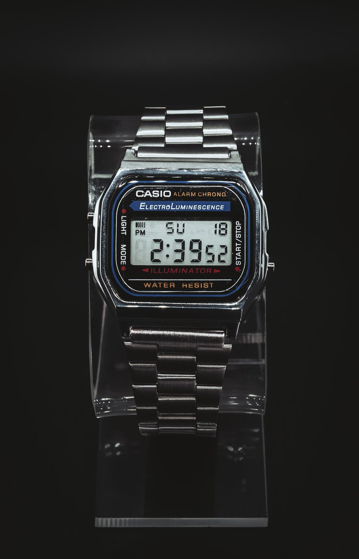 Casio A168 digital display, front view
