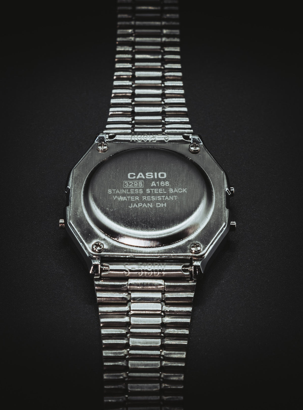 Casio A168 stainless steel caseback